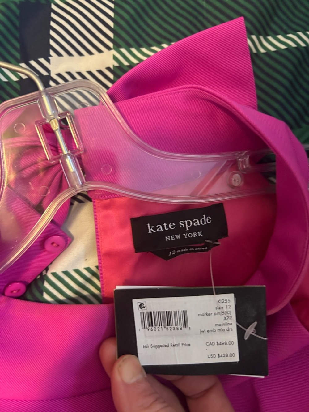 kate spade- Fuchsia Jewel-Embellished Halter Dress, W/ Bow Detail, NWT, Size 12 - Picture 9 of 14